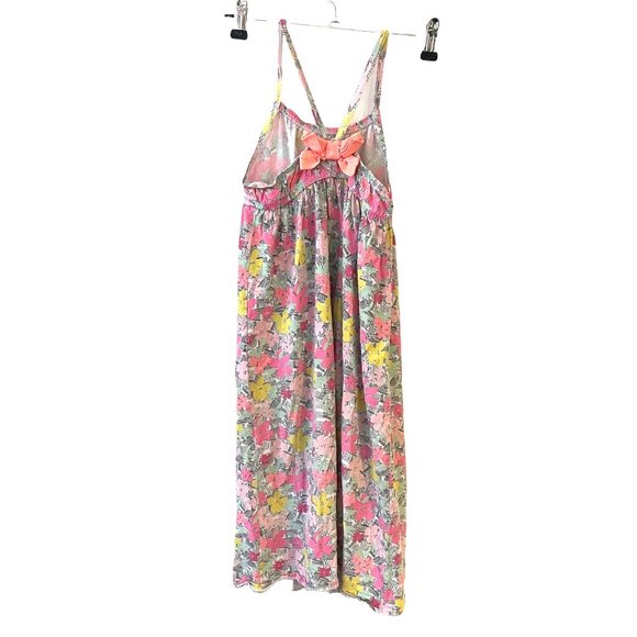 Circo 5T Strappy Girls Sleeveless Dress Pink Yellow Flowers Tropical Summer - Picture 2 of 9